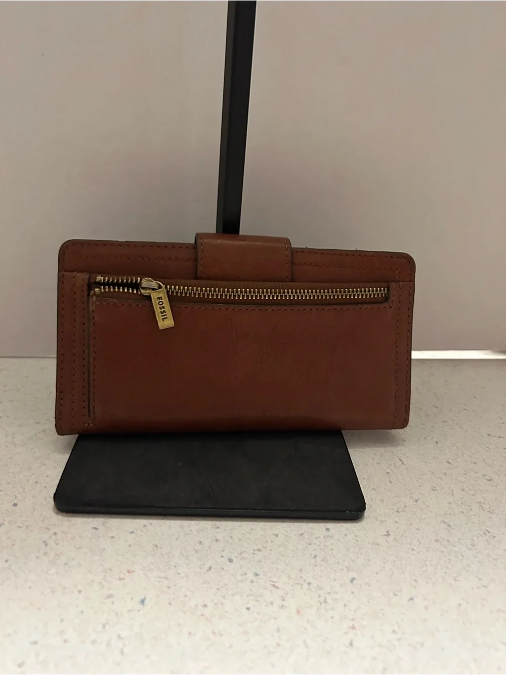 Fossil Chestnut Brown Leather Snap Wallet